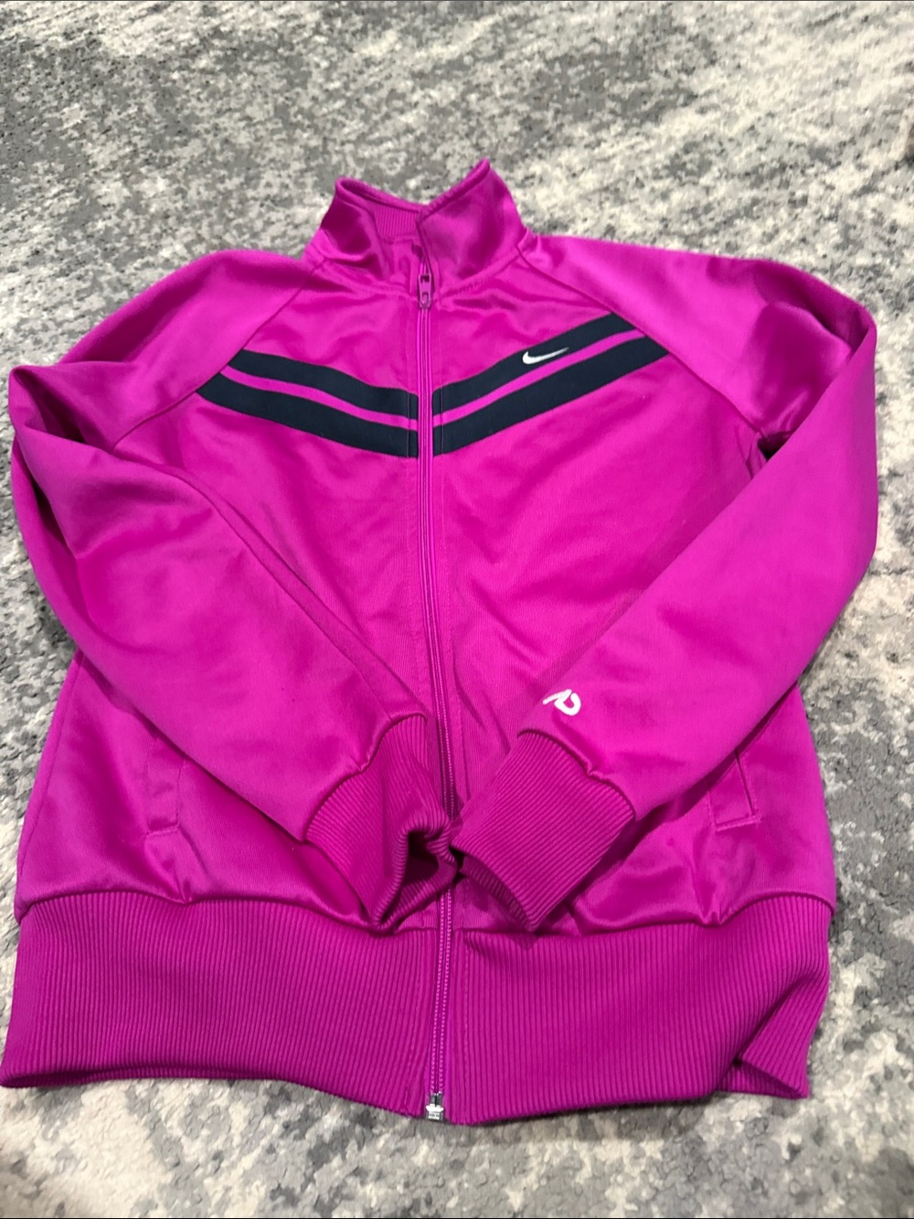 Nike Women's Bright Magenta Track Jacket with Black Chevron Stripes